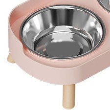 Elevated Dog Bowl Double Stainless Steel Stand Pink