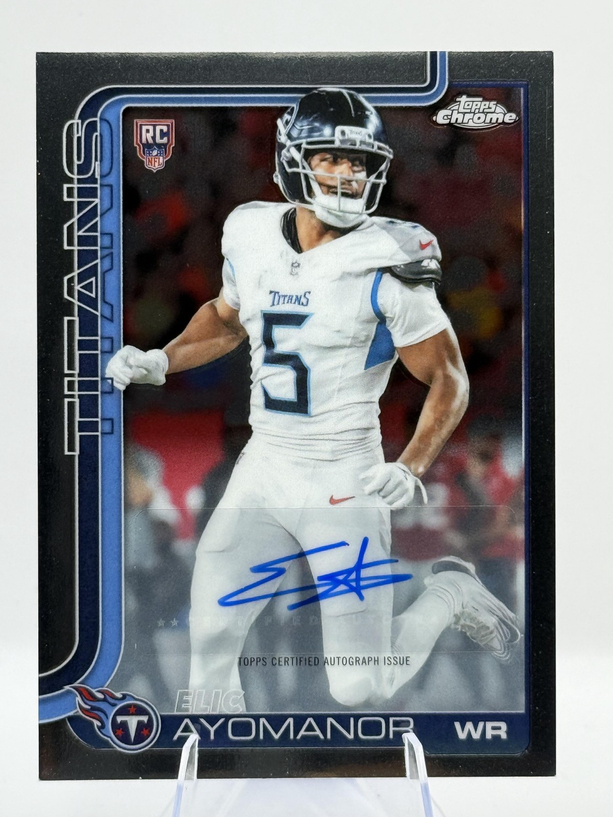 2025 Topps Chrome Elic Ayomanor Chrome Rookie Auto #RA-EAY Titans AU