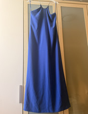Damen Maxikleid blau lang ärmellos unifarben...