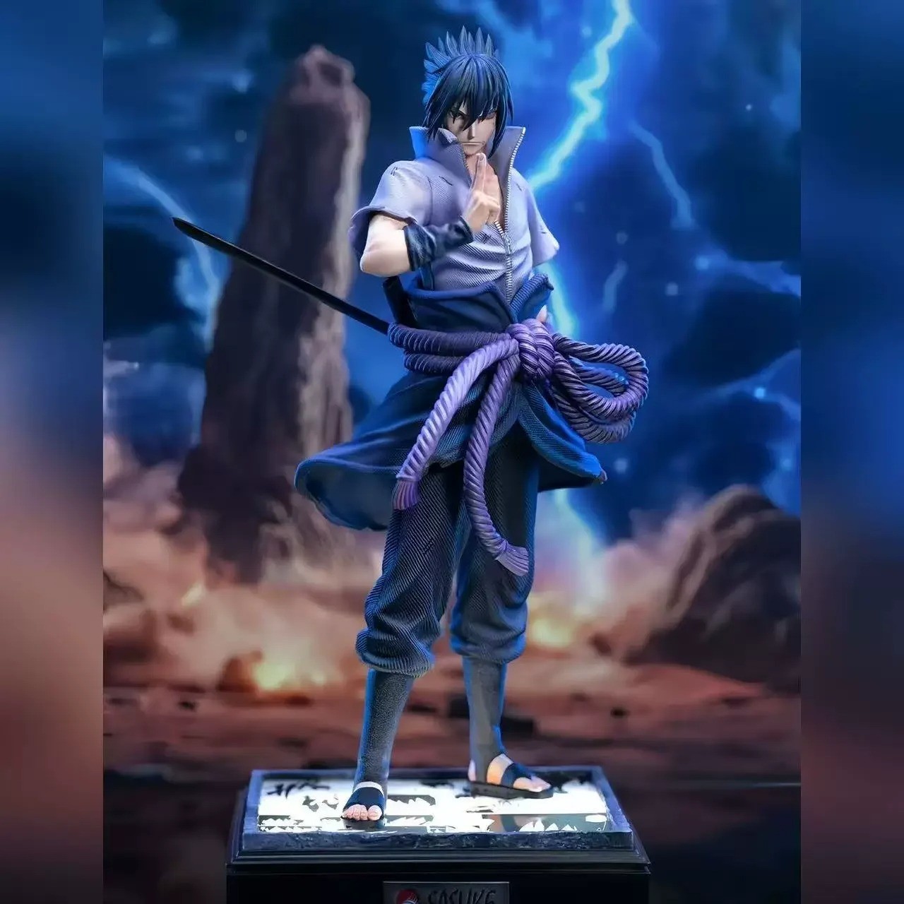 Figurine Naruto Sasuke Uchiha de 33 cm en PVC avec double tête interchangeable pour collectionneur