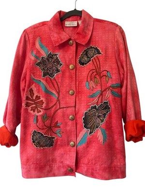 Drapers & Damons Coral Embroidered Lightweight Jacket L With Floral Design