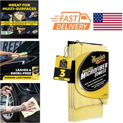Swirl Free Microfiber Towels 3 Pack Machine Washable Yellow for Car Cleaning
