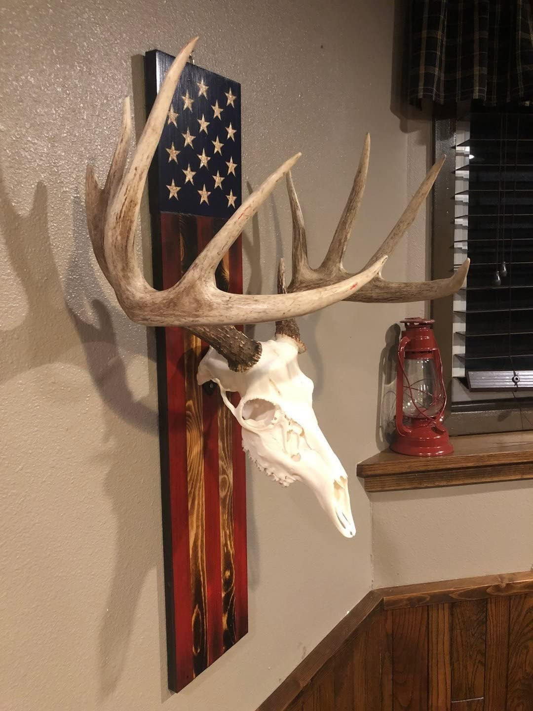 European Trophy Mount Plaque Skull Hanger Kit, USA Flag Decor Hooker Pedestal, P
