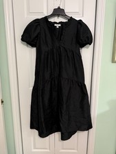 Kika Vargas X Target Black Ruffle Tiered Puff Sleeve Midi Dress SZ SMALL