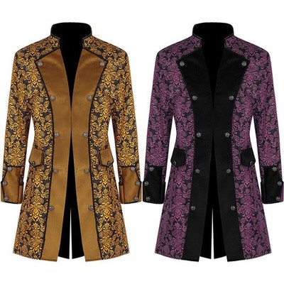 Steampunk Retro Trench Mantel Gothic Jacke Mittelalterliche Kostüm Männer Neu #