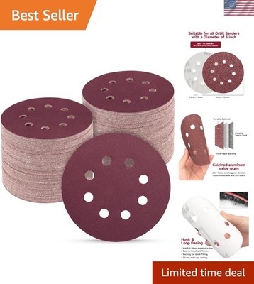 High-Performance 5 Inch 1200 Grit Sanding Discs - Hook and Loop Design, 100 PCS