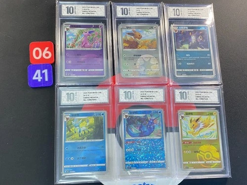 6pcs Eevee Pokemon Chinese Card CBB2C 05 01 06 08 02 03 Grade10