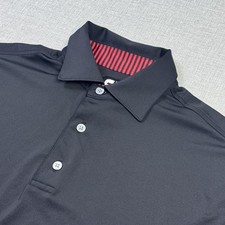 FootJoy Golf Polo Shirt Men Large Black Short Sleeve Performance Polyester Blend