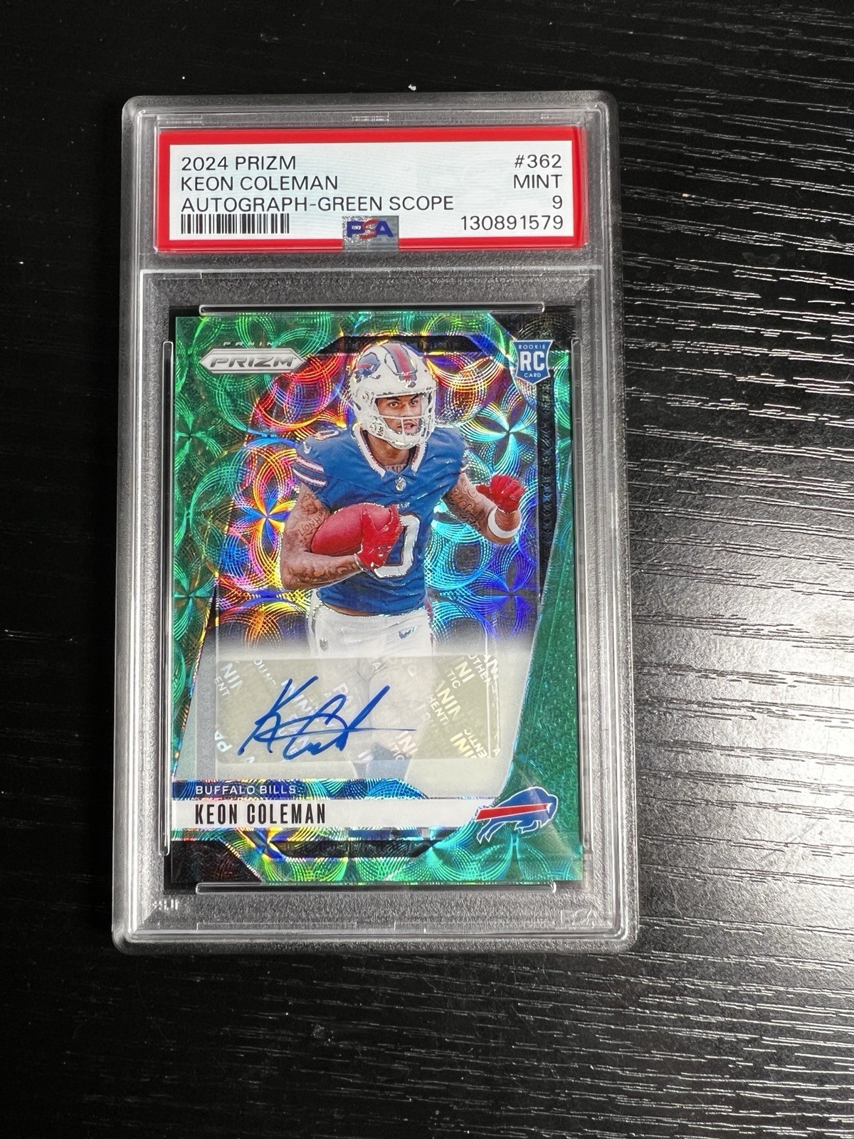 2024 Panini Prizm - Rookies Keon Coleman #362 Green Scope Prizm Autographs /75
