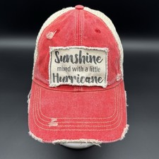 Sunshine Mixed With A Little Hurricane Distressed Trucker Hat Red Snapback