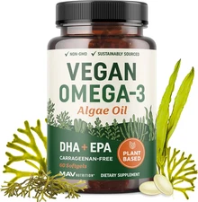 Vegan Omega 3 Algae Oil | Plant Based DHA EPA | Sustainably Sourced, No Carragee