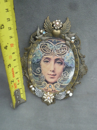 LOVELY GOLD METAL OVAL PHOTO PICTURE FRAME ART NOUVEAU DESIGN MADE IN ITALY - Picture 4 of 8