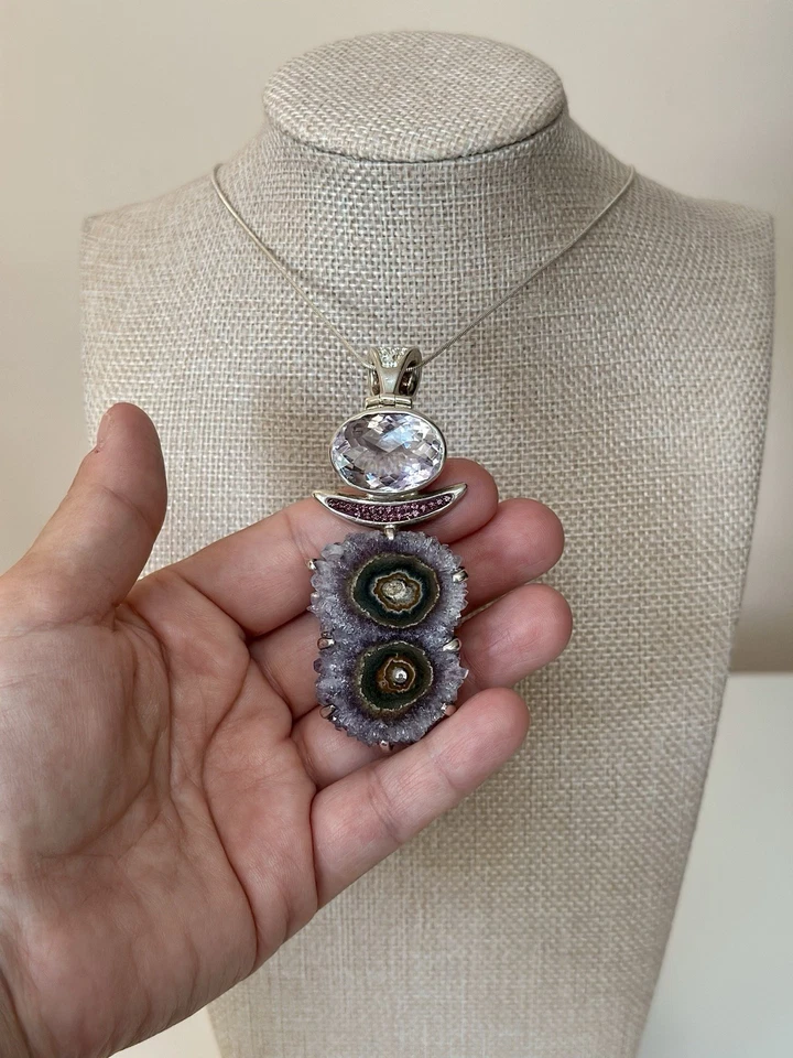 STARBORN Pendant Amethyst Stalactite Slice Pink Kunzite Sapphire Sterling Silver - Image 3 of 4