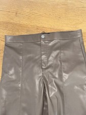 Pantalone Zara in ecopelle, marrone, taglia 10, nuovo