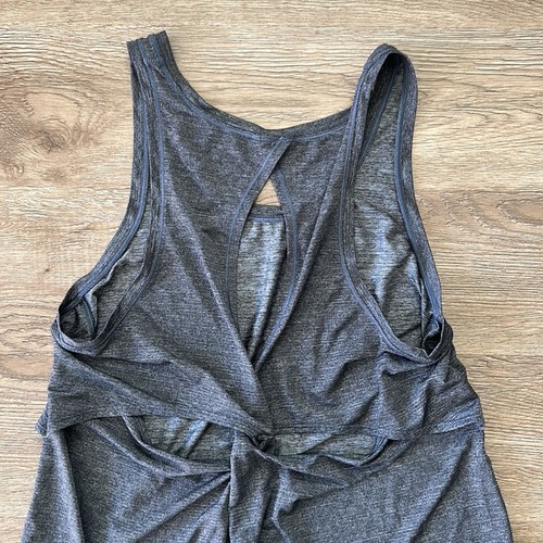Lululemon Tank Top 6 Hold & Let Flow Heathered Black Workout Athletic Tie Back - Picture 4 of 5