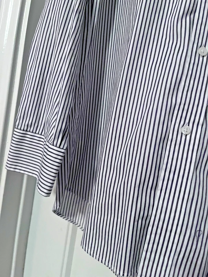 Camisa Uniqlo Adulto Grande Rayas Abotonada Manga Larga Calce Ajustado Informal Para Hombre Foto 4 de 4