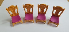 Playmobil Princess Chair X4 Gold Pink Miniatures Dolls House Toy Dining Room