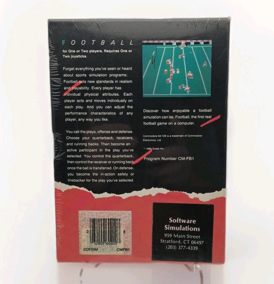 Football (1986) – Commodore 64/128 – Software Simulations – FACTORY SEALED! - Image 2 of 4