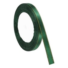 3/8 Inch x 24 Yards Double Face Satin Ribbon with Gold Edge Forest Green