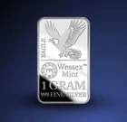 The Wessex Mint 1 gram 1g .999 Solid Silver Bar American Eagle from New Box