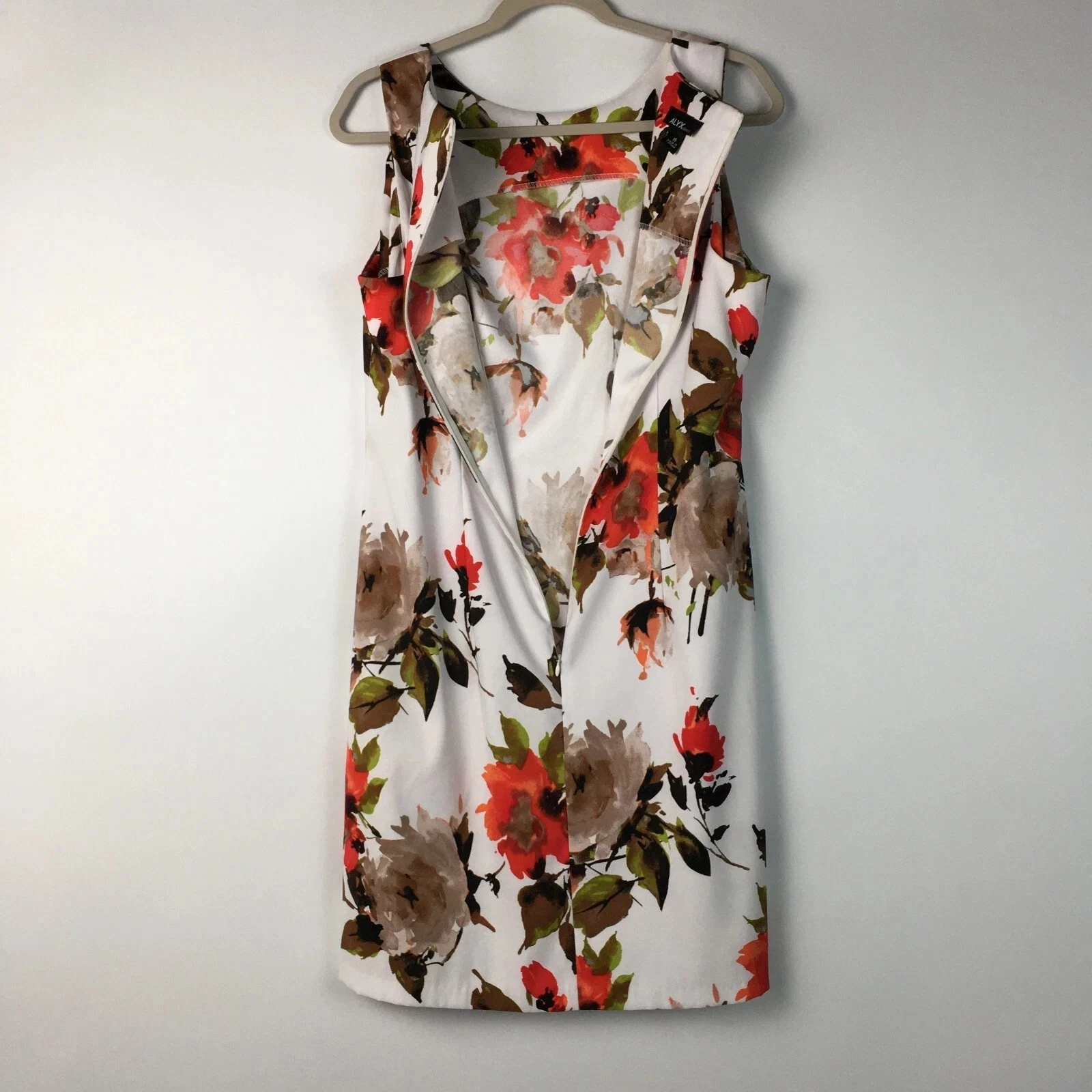 Abito ALYX tg 14 senza maniche bianco arancione stampa floreale midi tubino cerniera posteriore
