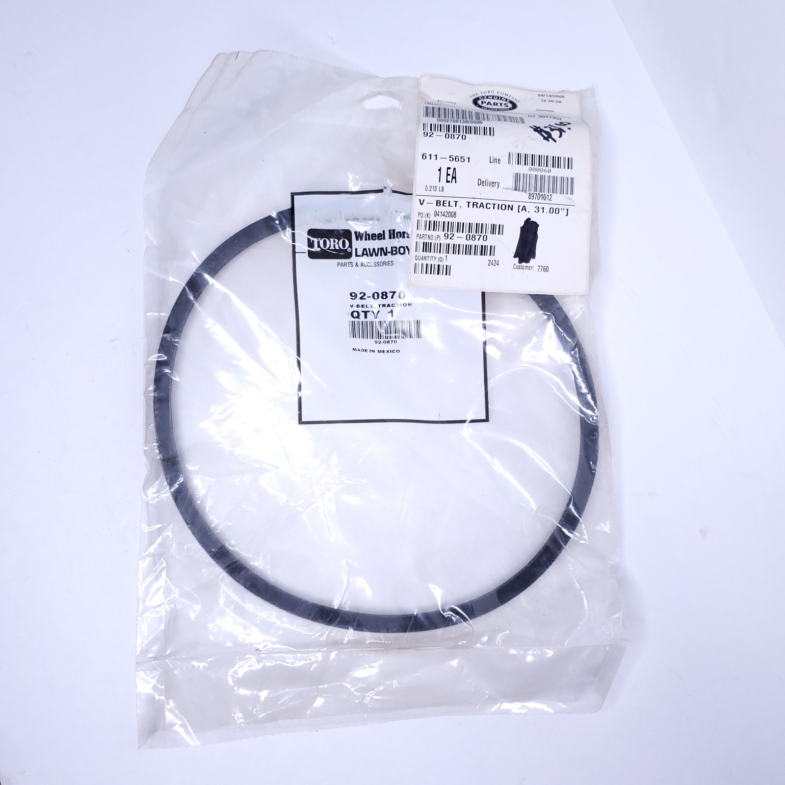 Ремень Toro OEM подлинный 92-0870 Новый 5590₽