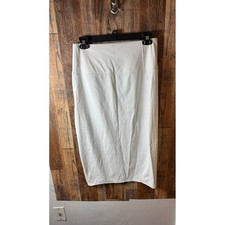 Womens Size M White Pencil Skirt High Waist Stretch Midi Length