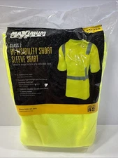 Hi Vis Reflective Striped Safety Short Sleeve T-shirt  ~ 2XL ~  ANSI Class 2