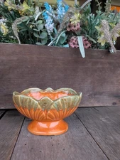 Vintage MCM Unmarked Orange Leaf Floral Planter