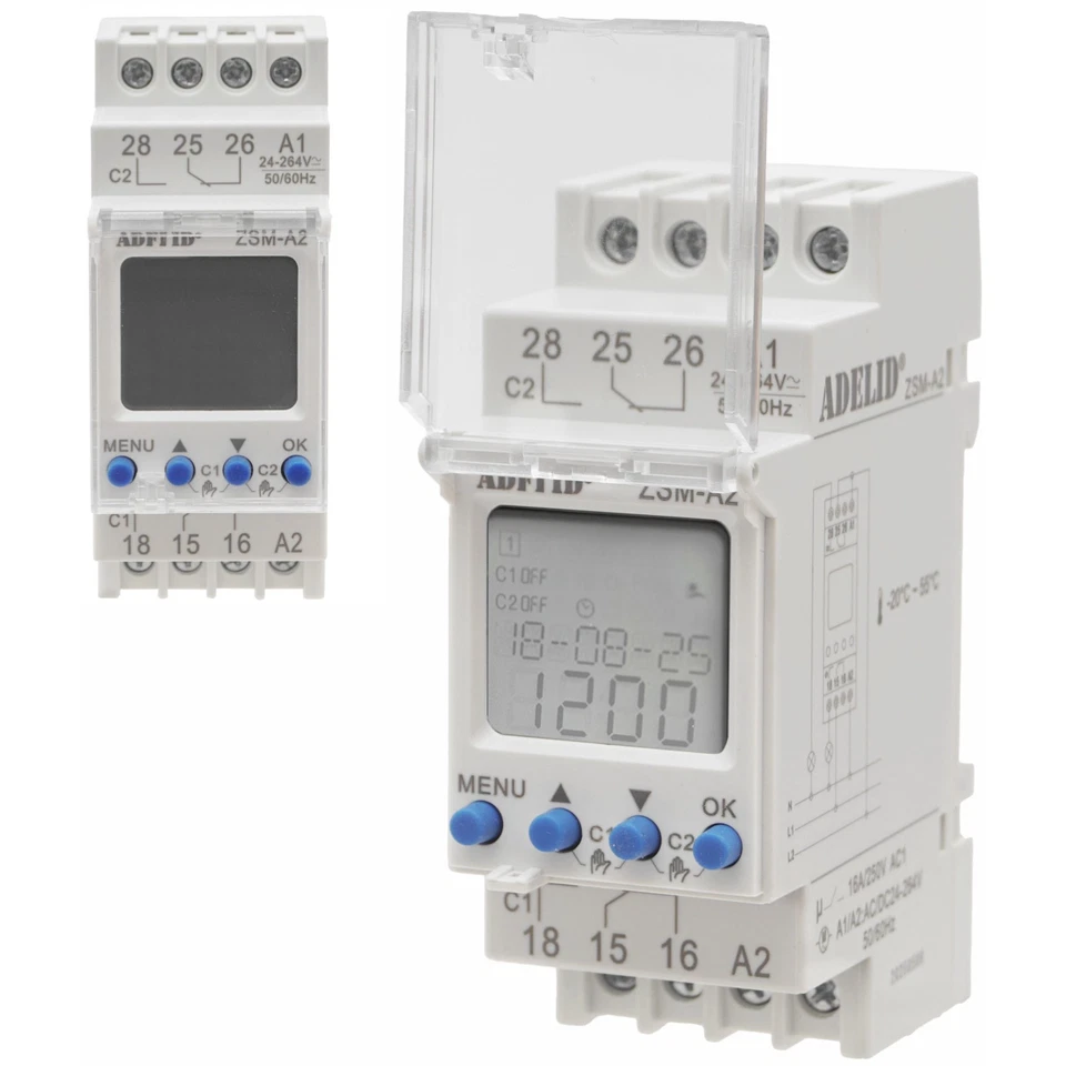 ADELID®️ Astro Zeitschaltuhr Astronomische Digitale Timer für DIN Hutschiene 24V - 264V