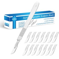 15 Pack Surgical Blades #10 with Stainless Steel Scalpel Handle, High Carbon Ste