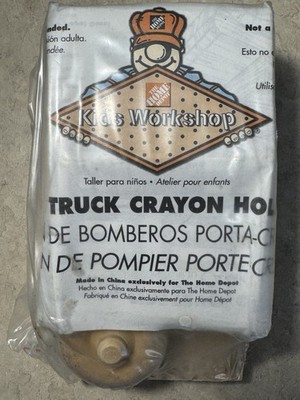 HOME DEPOT Kids Workshop Old Time Fire Truck Crayon Holder Kit Build Wooden NIP