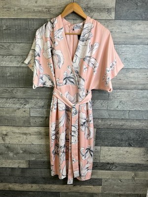 Phase Eight Paige Dress Size UK 12 Pink Floral Wedding Event Kimono Tie Knee