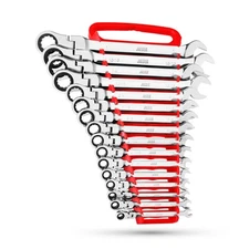 16pc IN/SAE Flex Head TIGHTSPOT Ratcheting Combination Wrench Set With Lock-I...