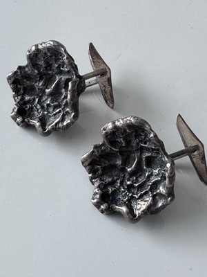 Modernist Sterling Silver CUFFLINKS midcentury lost wax design