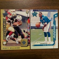 Ricky Williams #256 1999 Leaf Stars Chris Chambers #152 2001 Rookie RC NFL Cards