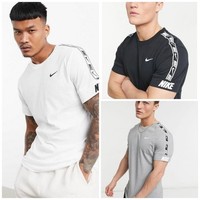 Nike REPEAT T shirt Mens Short Sleeve 100% Cotton Crew Neck Top Tee Casual Gym