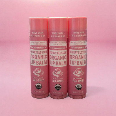 3x Dr. Bronners Cherry Blossom Organic Lip Balm 4 g/.15 oz