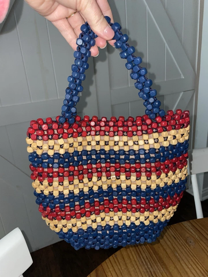 Bolso de Mano Pequeño THE SAK Montara Madera Cuentas ROJO AZUL Y TOSTADO NUEVO SIN ETIQUETAS Foto 2 de 4