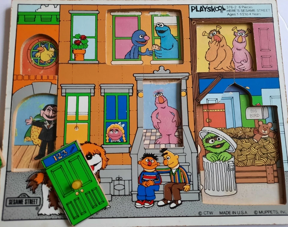 Lote de 2 PUZZLE BANDEJA MADERA VINTAGE Plaza Sésamo, Fisher Price animales 519 Foto 2 de 4