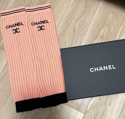 AUTH CHANEL 24C GAITERS LEGGINGS OVERSHOE LEG WARMERS PINK black