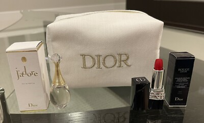 3 Pieces Dior  Makeup Gift Bag Set - Jadore EDP 5ml & 999 Rouge Satin 0.05oz