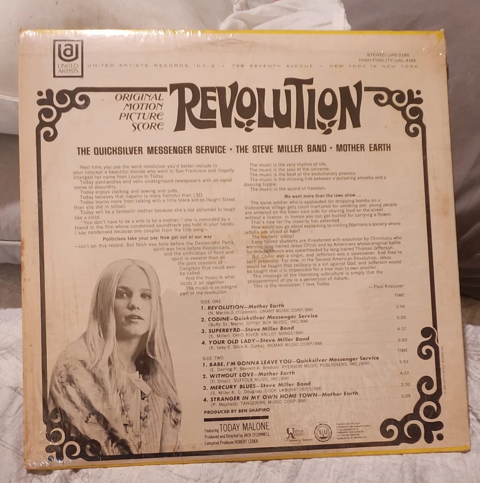 VINTAGE 1968 LP "Revolution" Motion Picture Score Soundtrack United Artists - Image 2 of 4