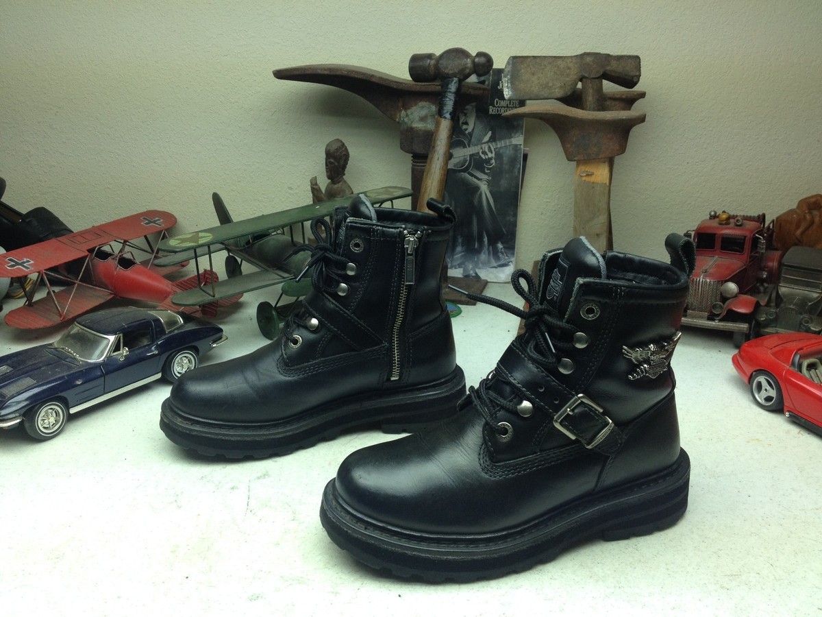 Harley-Davidson Black Leather Lace-Up Strap Motorcycle Boots Harley-Davidson Hicklyn Strap 6.75 main image 3