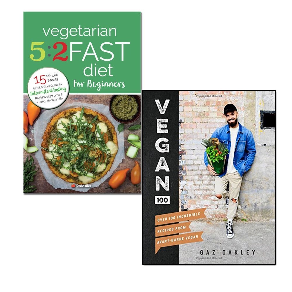 Gaz Oakley Vegan 100 (HB), Vegetarian 5:2 Fast Diet for Beginners 2 Books Set