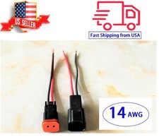 6" Assembled Black Deutsch 2Pin,14 AWG waterproof connector wire black 