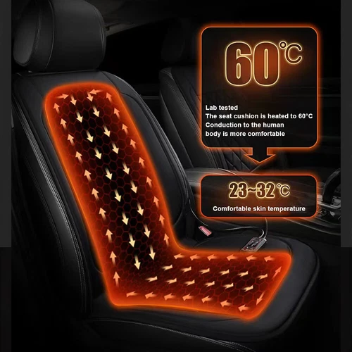 Car Heated Seat Cover Cushion-Universal Warmer Pad 1/2 Pack 12V warming Black - Picture 3 of 19