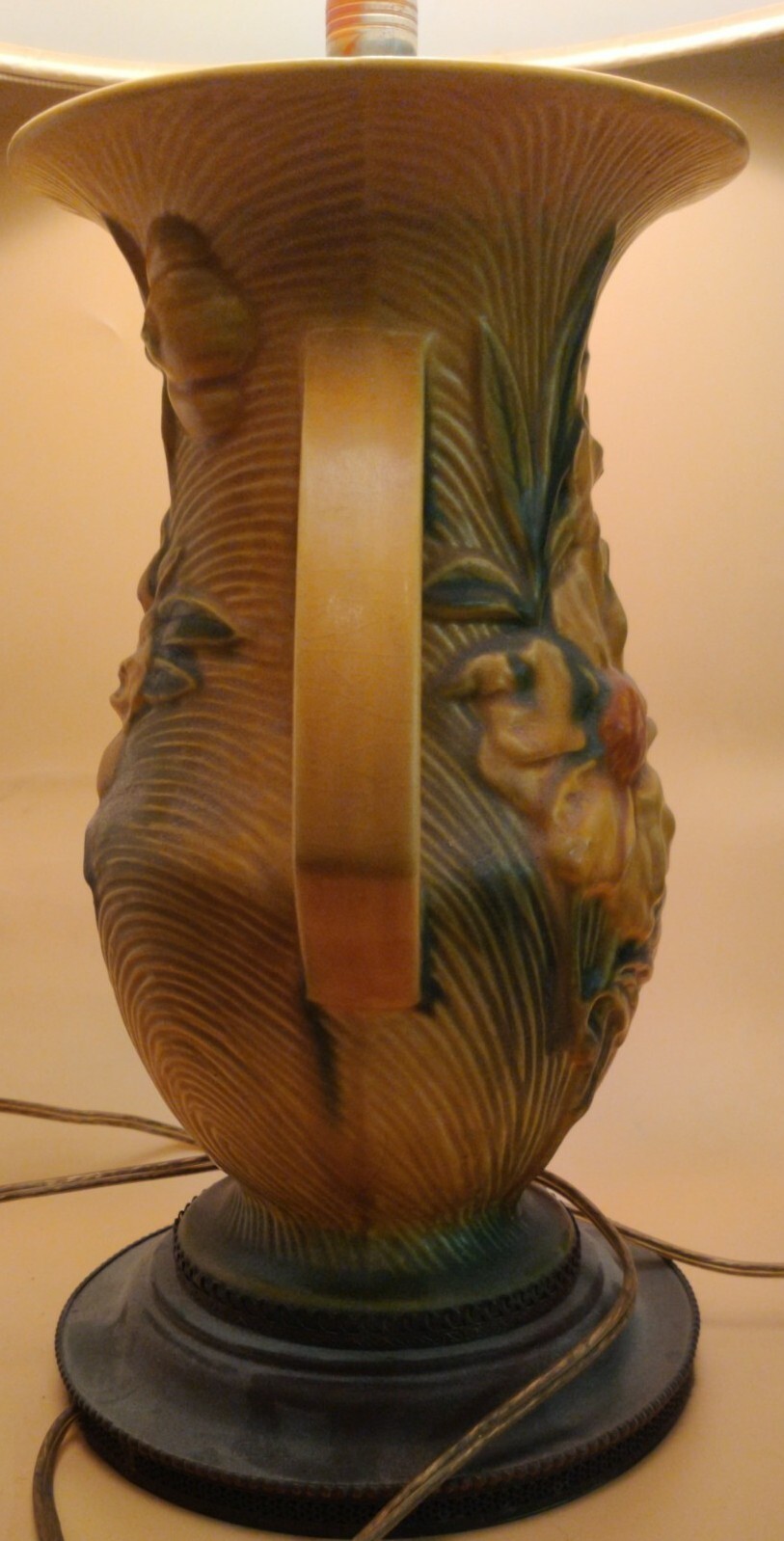 Roseville Pottery DoubleHandled Peony Vase lamp eBay