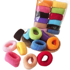 24pc Break Resistant Hair Ties Ponytail Terry Cloth Stretchy Colorful Scrunchies