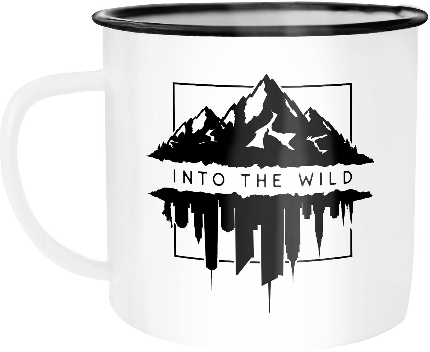 Emaille Tasse Becher Into The Wild Berge Skyline Kaffee-Tasse Autiga